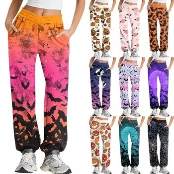 Женские повседневные модные спортивные штаны с принтом, спортивные штаны, брюки, эластичные брюки с завязками на талии XXXL розовый