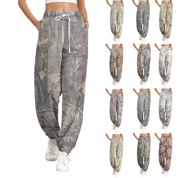 Женские повседневные модные спортивные штаны с принтом «Опадающие листья» L