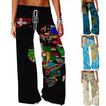 Женские повседневные модные свободные брюки для йоги с цифровым принтом и широкими штанинами. XXXXL бежевый