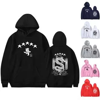 Женские повседневные модные толстовки с длинным рукавом и круглым вырезом с принтом, пуловер, топ L чёрный