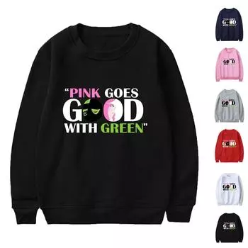 Женские повседневные модные толстовки с длинным рукавом и круглым вырезом с принтом, пуловер, топ L чёрный