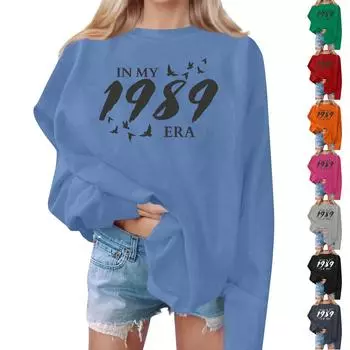 Женские повседневные модные толстовки с длинным рукавом и круглым вырезом с принтом, пуловер, топ M