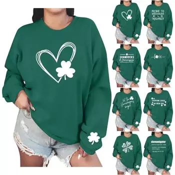 Женские повседневные модные толстовки с длинным рукавом и круглым вырезом с принтом, пуловер, топ XL