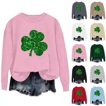 Женские повседневные модные толстовки с длинным рукавом и круглым вырезом с принтом, пуловер, топ S