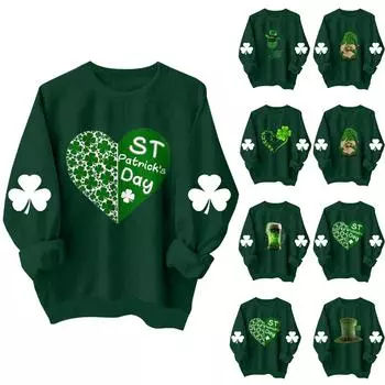 Женские повседневные модные толстовки с длинным рукавом и круглым вырезом с принтом, пуловер, топ XL зелёный