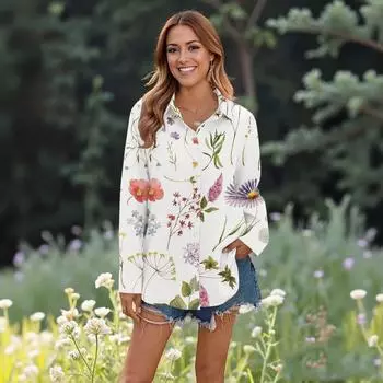 Женские повседневные модные топы с длинным рукавом и пуговицами, свободная рубашка XXL бежевый