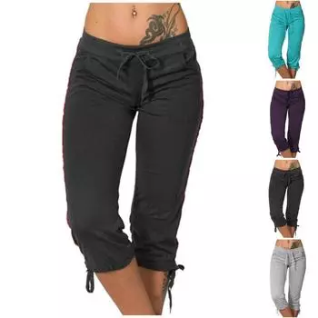 Женские повседневные модные укороченные брюки с низкой посадкой, узкие повседневные брюки, спортивные штаны L чёрный