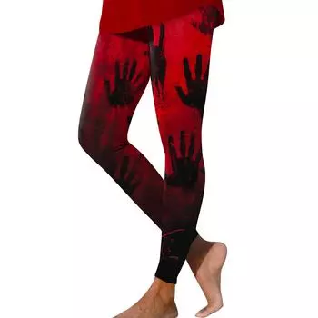 Женские повседневные модные уличные брюки для йоги с принтом на Хэллоуин, облегающие эластичные укороченные брюки L бежевый