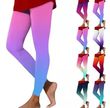 Женские повседневные модные уличные градиентные тонкие эластичные брюки для йоги, девятиминутные брюки L