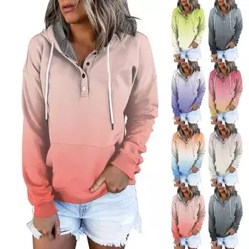 Женские повседневные модные винтажные пуловеры с длинными рукавами и пуговицами с принтом, толстовки с капюшоном XXL бежевый