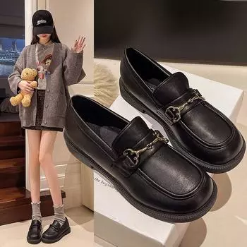 Женские повседневные мокасины 2024 года, новые водонепроницаемые женские туфли из искусственной кожи на толстой подошве, элегантные дизайнерские туфли с бантом для офиса и шопинга, Zapatillas Mujer 35