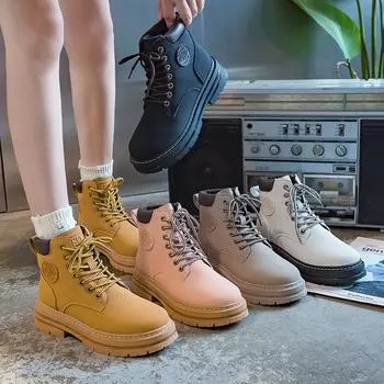 Женские повседневные мотоциклетные ботинки, зимние и осенние зимние ботинки на толстой подошве 35 серый