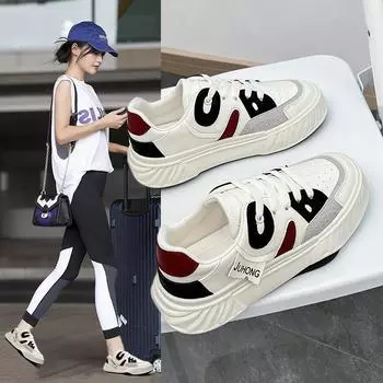 Женские повседневные нескользящие кроссовки, кроссовки на платформе, дышащие удобные кроссовки на шнуровке для бега, прогулочные туфли для женщин, спортивная обувь для тенниса на плоской подошве из искусственной кожи 35