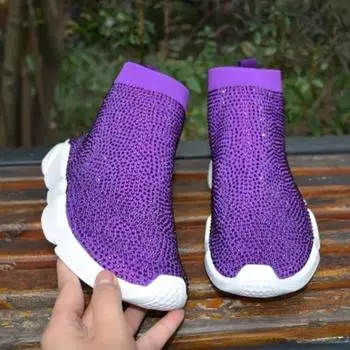 Женские повседневные носки, обувь больших размеров, дышащая сетчатая обувь со стразами, удобная прогулочная обувь, женские кроссовки 35 жёлтый