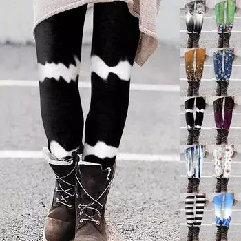 Женские повседневные облегающие эластичные брюки для йоги с принтом в стиле ретро, укороченные брюки M коричневый