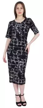 Женские повседневные облегающие платья Moomaya для вечеринок, миди с короткими рукавами и принтом 3XL чёрный