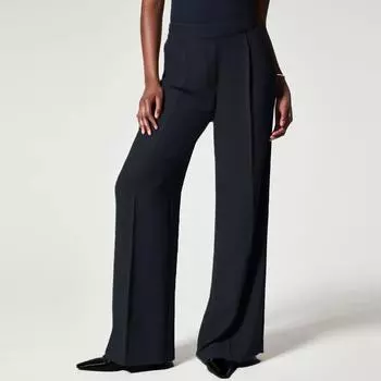 Женские повседневные однотонные брюки для рабочего места, свободные широкие брюки L тёмно-синий