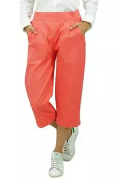 Женские повседневные однотонные брюки-капри Bimba из хлопка и спандекса с резинкой сзади и карманами Персиковый - Small персиковый