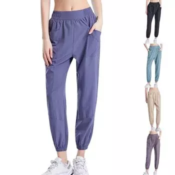 Женские повседневные однотонные брюки с карманами и ремнями, спортивные брюки XL чёрный