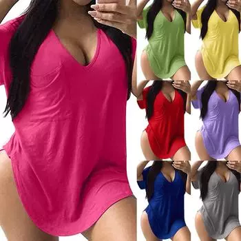 Женские повседневные однотонные футболки с карманами больших размеров, летние топы, футболка, блузка XL синий