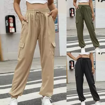 Женские повседневные однотонные модные эластичные завязки на талии, свободные комбинезоны, леггинсы M