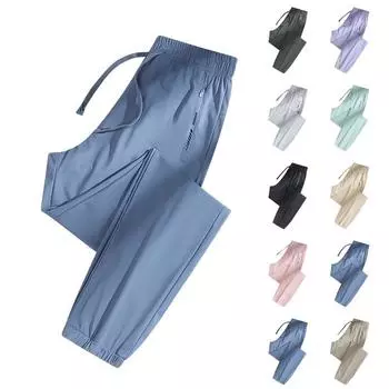 Женские повседневные однотонные прямые повседневные брюки с эластичной резинкой на талии и карманами XXXXXL