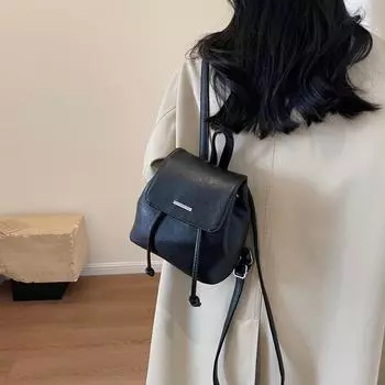Женские повседневные однотонные ПУ рюкзаки с мягким клапаном и внутренним карманом на молнии высокого качества