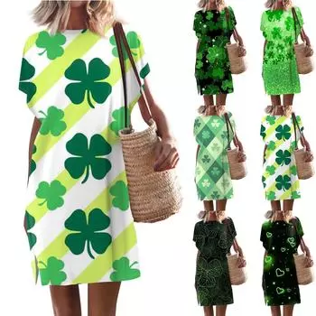 Женские повседневные однотонные пуловеры с круглым вырезом и короткими рукавами, платья с разрезом S