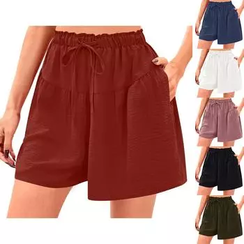 Женские повседневные однотонные шорты в стиле пэчворк L чёрный