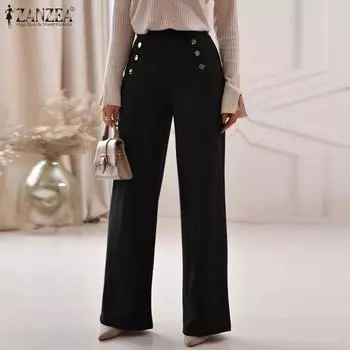 Женские повседневные однотонные свободные длинные брюки ZANZEA S светло-коричневого