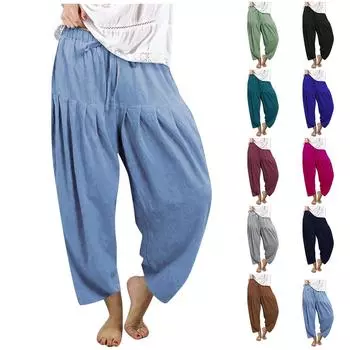 Женские повседневные однотонные свободные и удобные повседневные брюки из редиски L чёрный