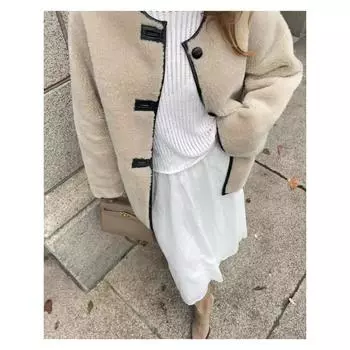 Женские повседневные пальто из овечьей шерсти, модные однобортные куртки с круглым вырезом и длинными рукавами, шикарные женские термостойкие теплые уличные куртки S коричневый