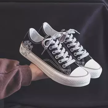 Женские повседневные парусиновые туфли, легкие и удобные кроссовки для ходьбы, студенческие кроссовки для бега 35 чёрный