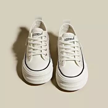 Женские повседневные парусиновые туфли на толстой подошве 2024 года, летняя новая корейская версия, модный тренд, женские универсальные удобные кроссовки 35 покинуть белый