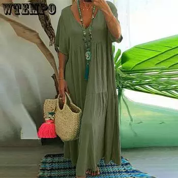 Женские повседневные платья больших размеров с V-образным вырезом, нерегулярное длинное свободное платье, струящееся свободное платье макси, длинное платье 5XL оранжевый