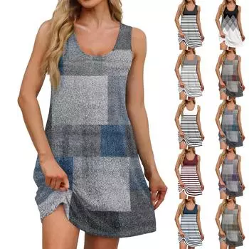 Женские повседневные платья на каждый день для свиданий с карманами без рукавов свободные платья XXXL фиолетовый