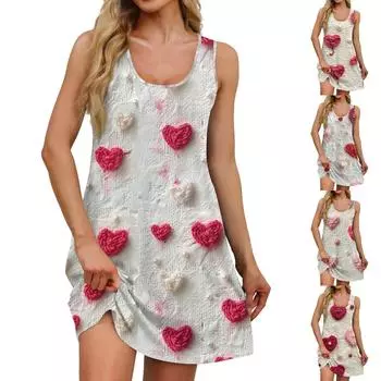 Женские повседневные платья на каждый день для свиданий с карманами без рукавов свободные платья M красный