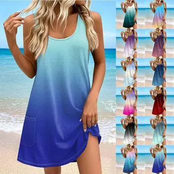 Женские повседневные платья на каждый день для свиданий с карманами без рукавов свободные платья L чёрный