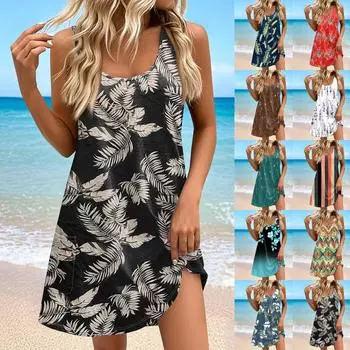 Женские повседневные платья на каждый день для свиданий с карманами без рукавов свободные платья S