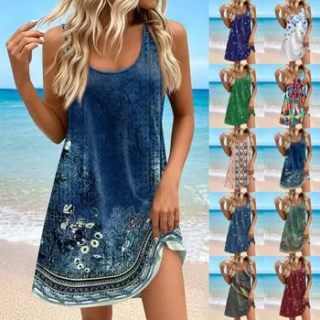 Женские повседневные платья на каждый день для свиданий с карманами без рукавов свободные платья XL зелёный