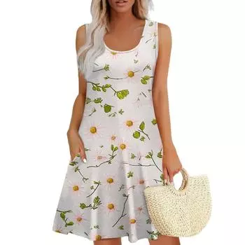 Женские повседневные платья на каждый день для свиданий с карманами без рукавов свободные платья S розовый