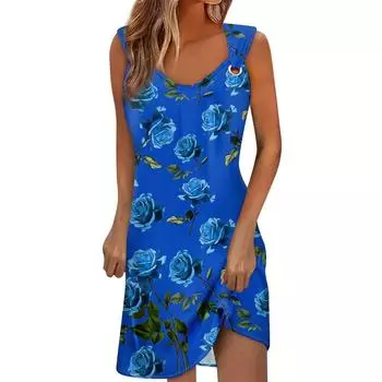 Женские повседневные платья Пуловеры Пляжные платья без рукавов Платья с принтом M