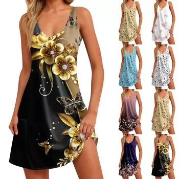 Женские повседневные платья, струящееся платье миди с короткими рукавами и завязкой с V-образным вырезом. Женское летнее платье макси с короткими рукавами и V-образным вырезом. L синий