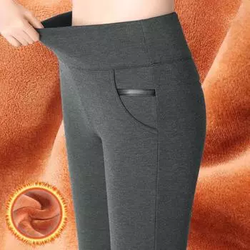 Женские повседневные плюшевые длинные брюки с эластичными брюками с высокой талией XL