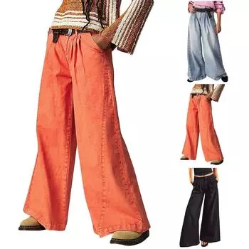 Женские повседневные потертые уличные американские широкие повседневные джинсы повседневные брюки брюки XS