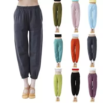 Женские повседневные прямые брюки, однотонные повседневные длинные брюки, спортивные брюки с девятью точками L