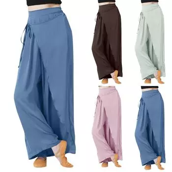 Женские повседневные прямые брюки, однотонные повседневные длинные брюки, спортивные брюки с девятью точками L синий