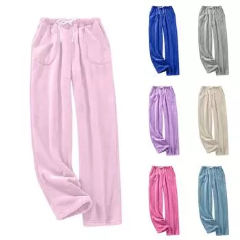 Женские повседневные прямые брюки, однотонные повседневные длинные брюки с карманами L синий
