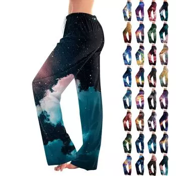 Женские повседневные прямые брюки с принтом «Небо» Домашняя пижама Повседневные брюки L