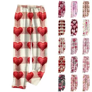 Женские повседневные прямые брюки с принтом повседневные длинные брюки L бежевый